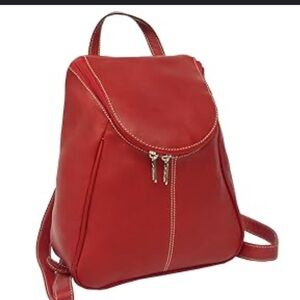 Piel Full grain genuine leather, cowhide Red backpack vintage inspired